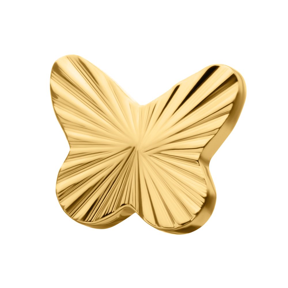24Kt Gold PVD Titanium Threadless Corrugated Butterfly Top