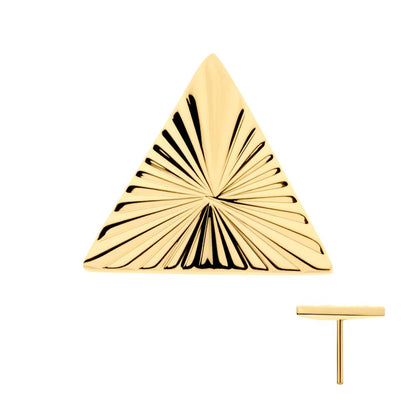 24Kt Gold PVD Titanium Threadless Corrugated Triangle Top