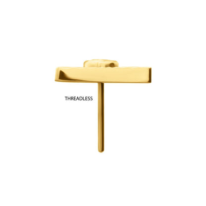 24Kt Gold PVD Titanium Threadless Corrugated Triangle Top with Bezel Gem