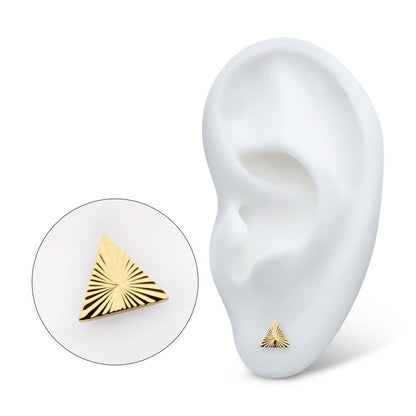 24Kt Gold PVD Titanium Threadless Corrugated Triangle Top