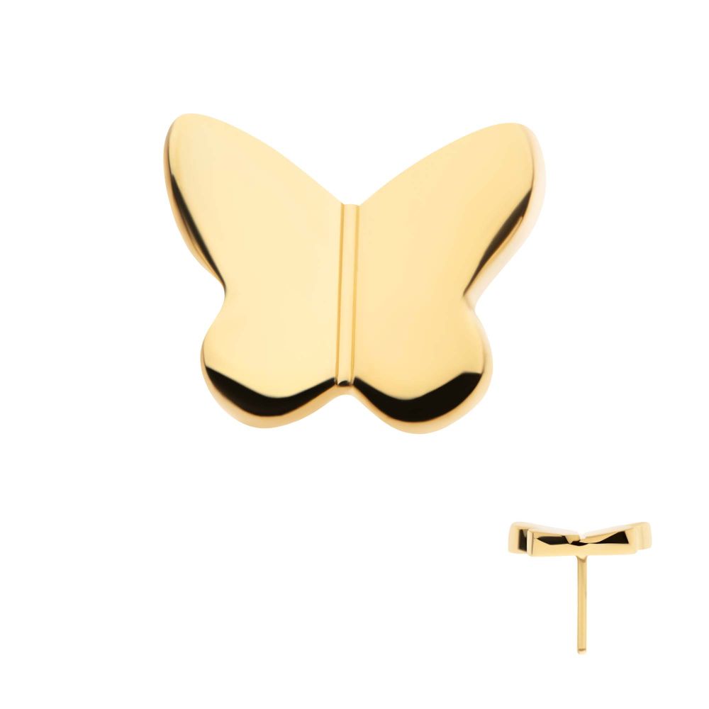 24Kt Gold PVD Titanium Threadless Butterfly Top