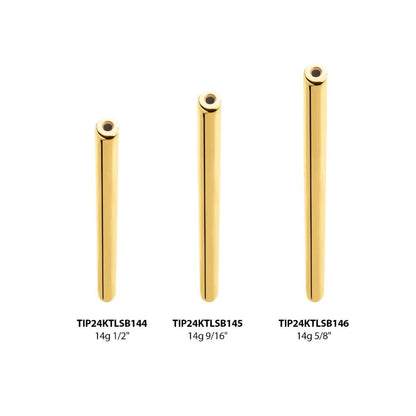 24KT Gold PVD Titanium Threadless Barbell Bar