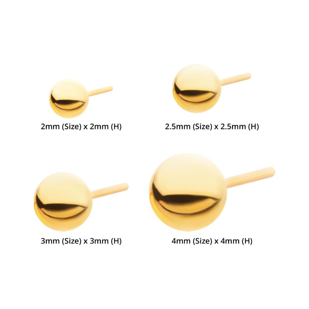 24KT-Gold PVD Titanium Threadless with Ball Top