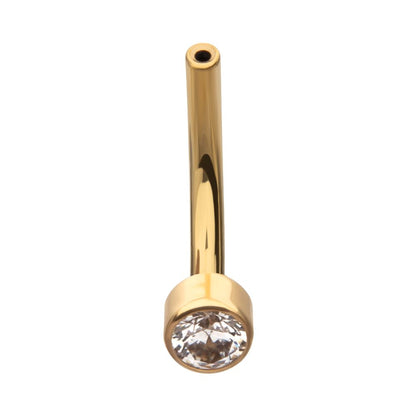 24Kt Gold PVD Threadless Bezel Set CZ Fixed Disc Bottom Curved Barbell