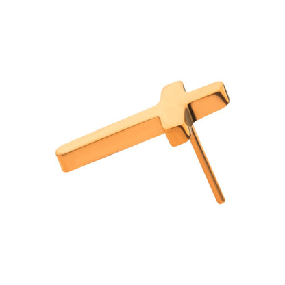 24KT Gold PVD Titanium Threadless with Cross Top