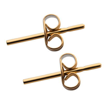 24KT Gold PVD Titanium Threadless Butterfly Ear Post