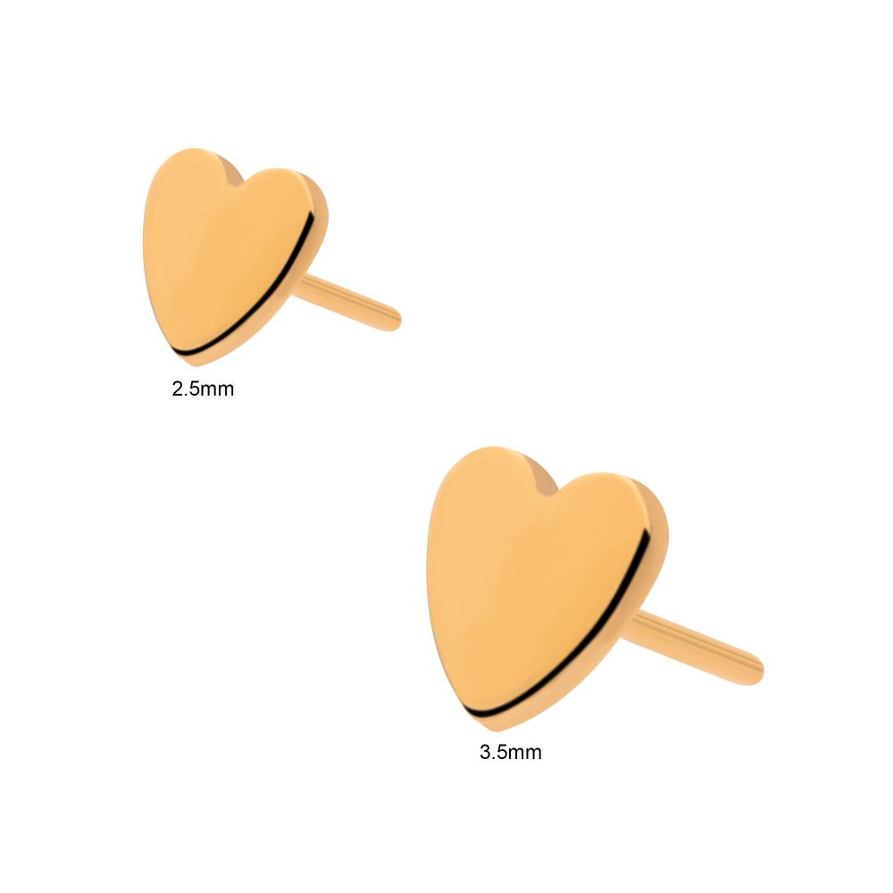 24KT Gold PVD Titanium Threadless with Heart Top