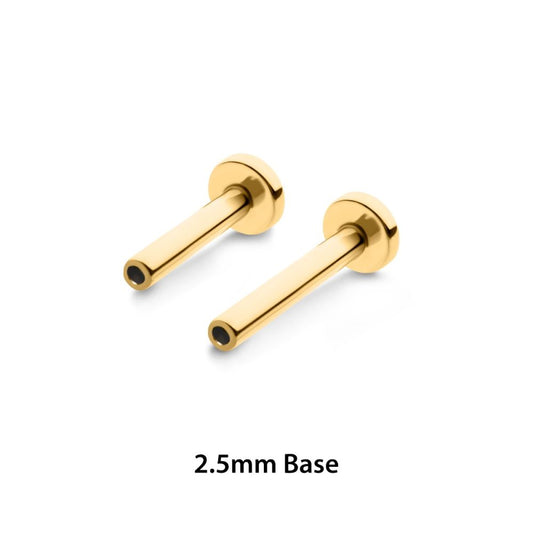 24KT Gold PVD Titanium Threadless Labret with 2.5mm Base