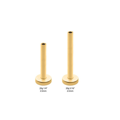 24KT Gold PVD Titanium Threadless Labret with 2.5mm Base