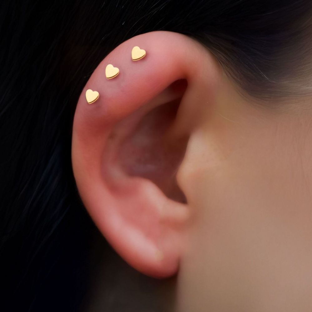 24Kt Gold PVD Titanium Threadless Heart Back Duality Labret (Base Only)