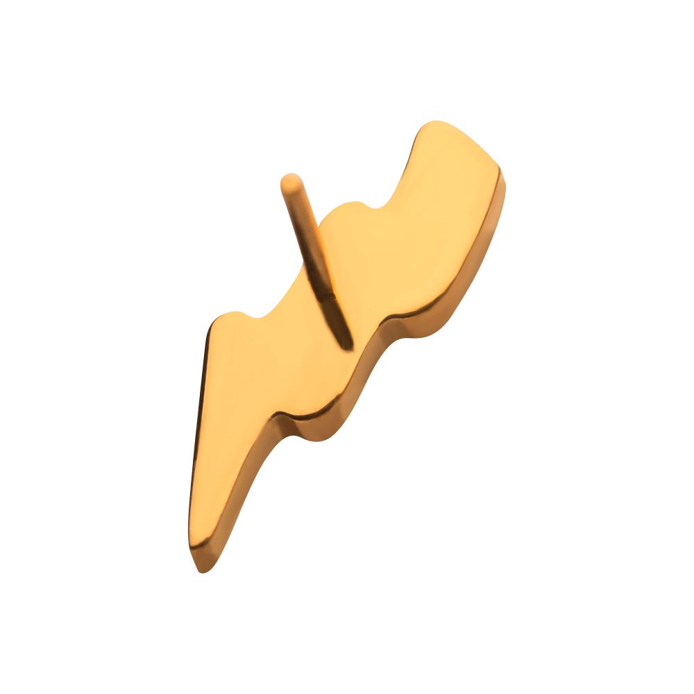 24KT Gold PVD Titanium Threadless with Tall Lightning Bolt Top
