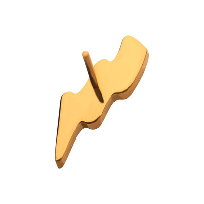 24KT Gold PVD Titanium Threadless with Tall Lightning Bolt Top