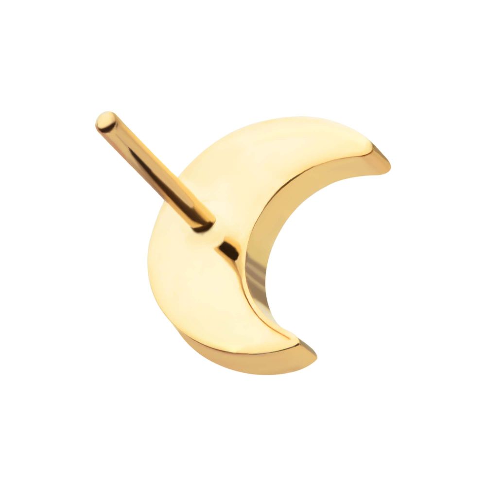 24Kt Gold PVD Titanium Threadless Crescent Moon Top with 2.2mm Crest