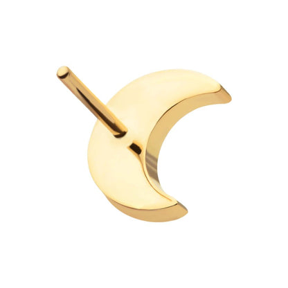 24Kt Gold PVD Titanium Threadless Crescent Moon Top with 2.2mm Crest