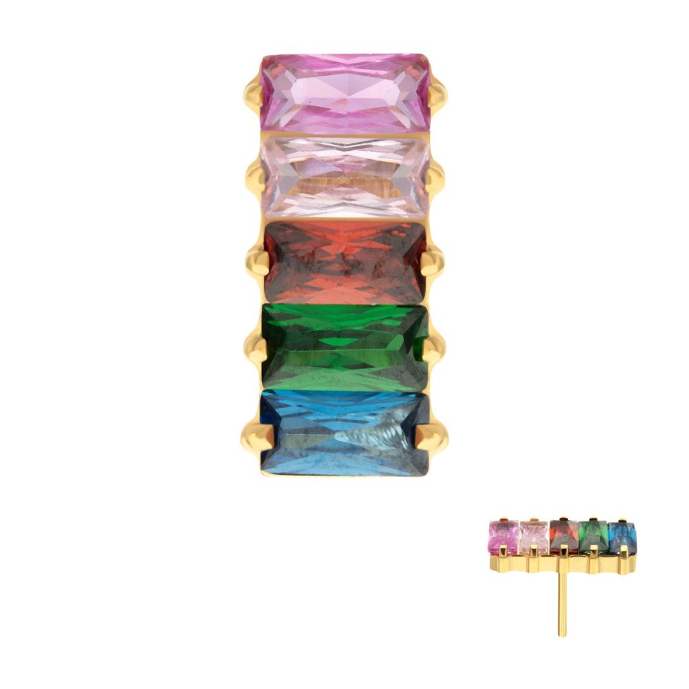 Prong Set Baguette Rainbow CZ-Cluster Top