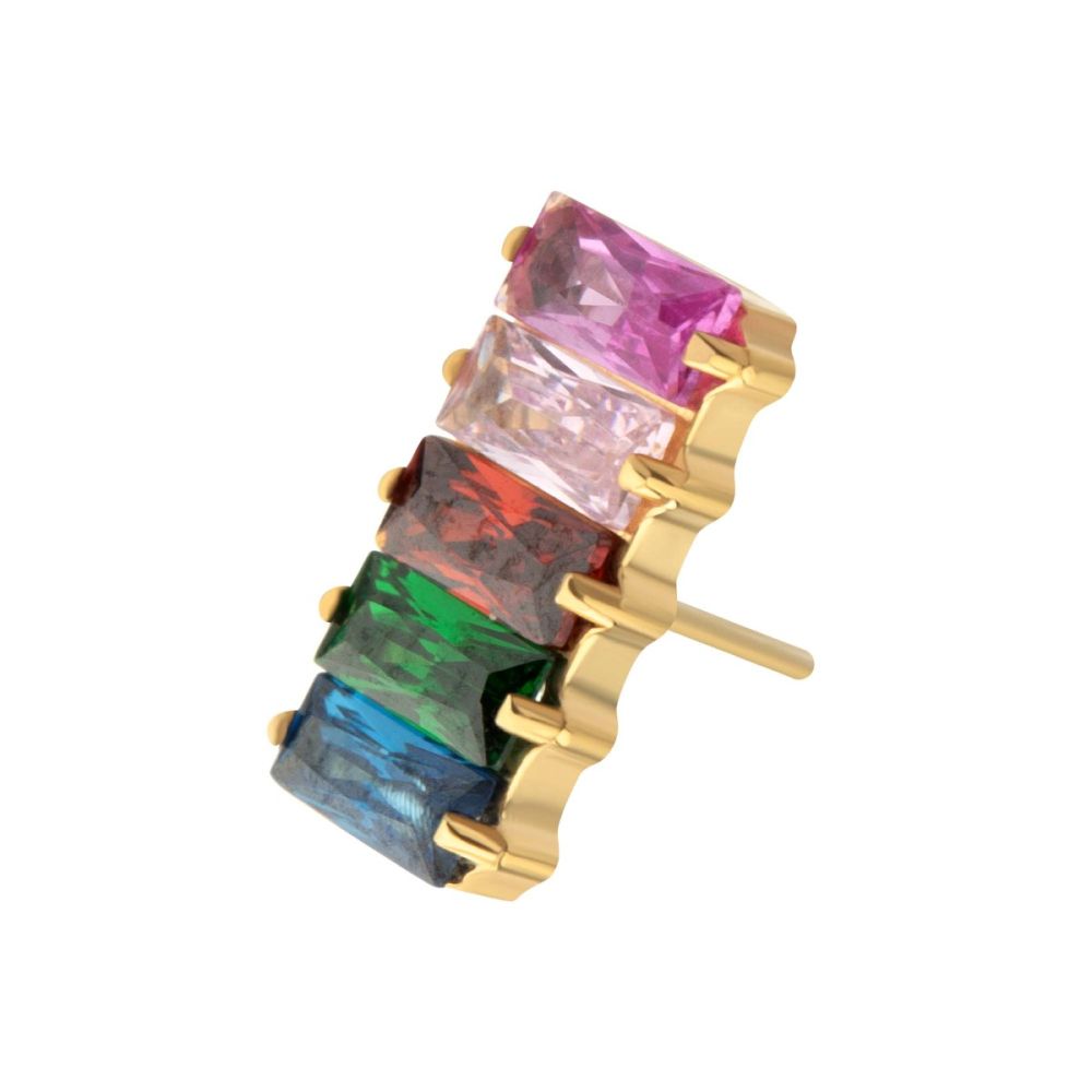 Prong Set Baguette Rainbow CZ-Cluster Top