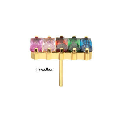 Prong Set Baguette Rainbow CZ-Cluster Top