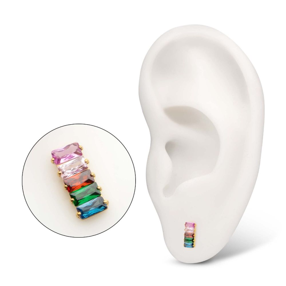 Prong Set Baguette Rainbow CZ-Cluster Top
