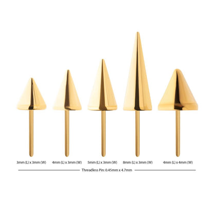 24Kt Gold PVD Titanium Threadless Spike Top