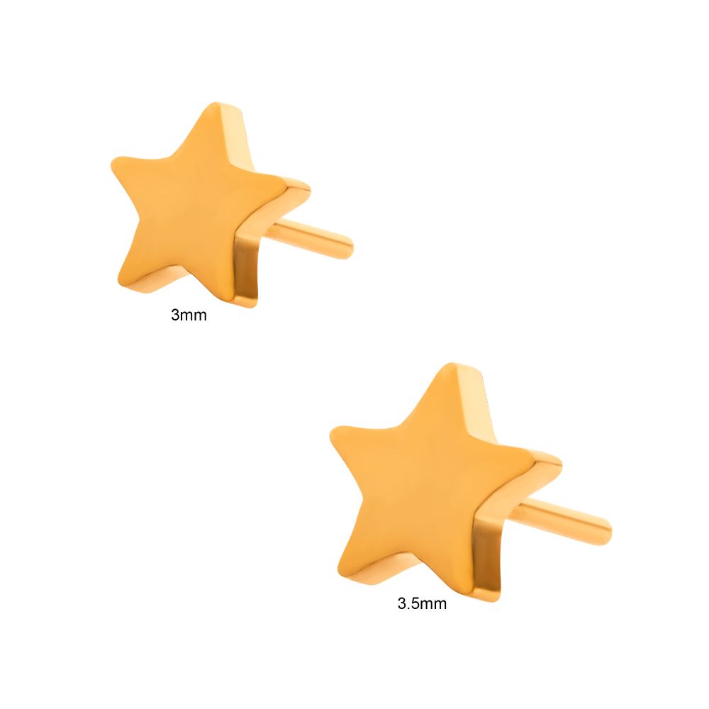 24KT-Gold PVD Titanium Threadless with Star Top