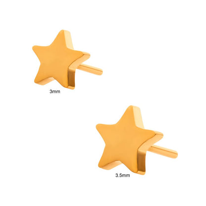 24KT-Gold PVD Titanium Threadless with Star Top
