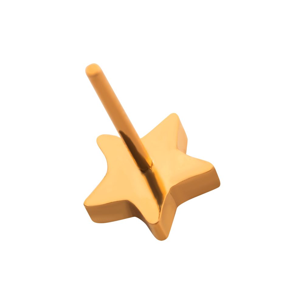 24KT-Gold PVD Titanium Threadless with Star Top