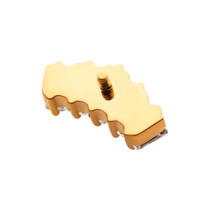 24Kt Gold PVD Titanium Internally Threaded Prong Set Baguette CZ 5-Cluster Top