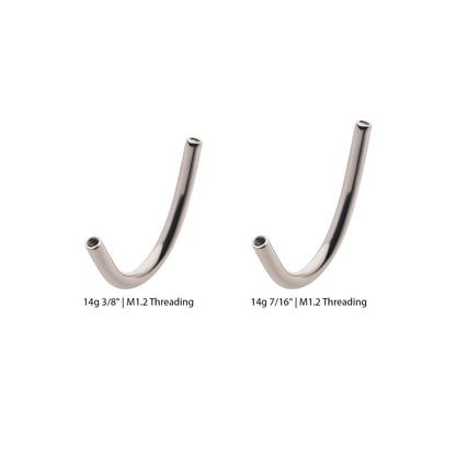 14g Titanium Internally Threaded J Curved Barbell