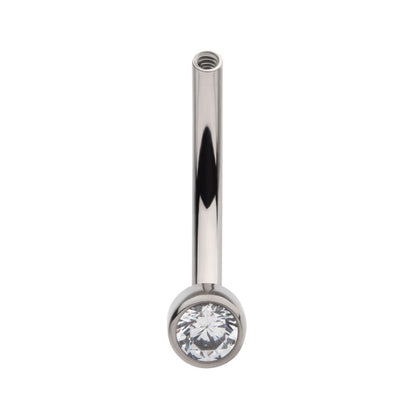 Titanium Internally Threaded with Bezel Set CZ Fixed Disc Curved Barbell
