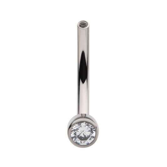 Titanium Internally Threaded with Bezel Set CZ Fixed Disc Curved Barbell