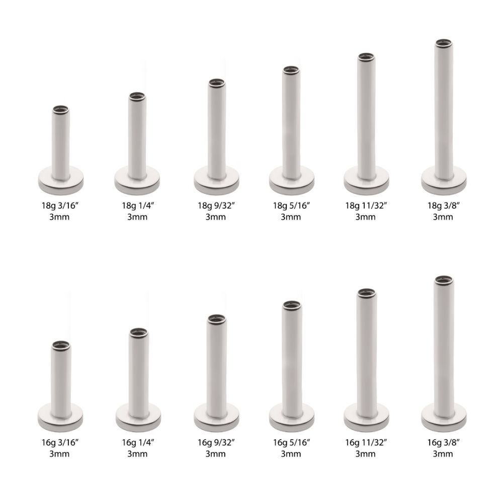 Titanium Internally Threaded Micro Labret Pin with 3mm Base