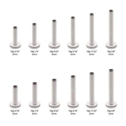 Titanium Internally Threaded Micro Labret Pin with 3mm Base