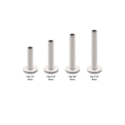 Titanium Internally Threaded Micro Labret Pin with 4mm Base