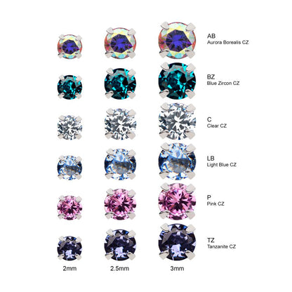 Titanium 4-Prong Set Gem Nose Pin