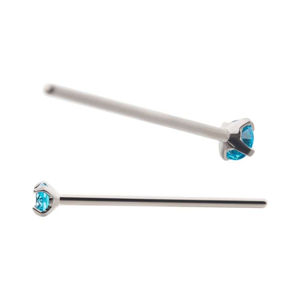 Titanium 4-Prong Set Gem Nose Pin