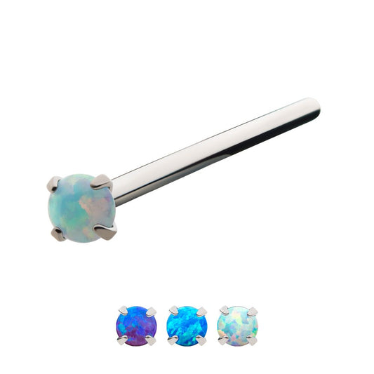Titanium Nose Pin with 4-Prong Set Opal Top