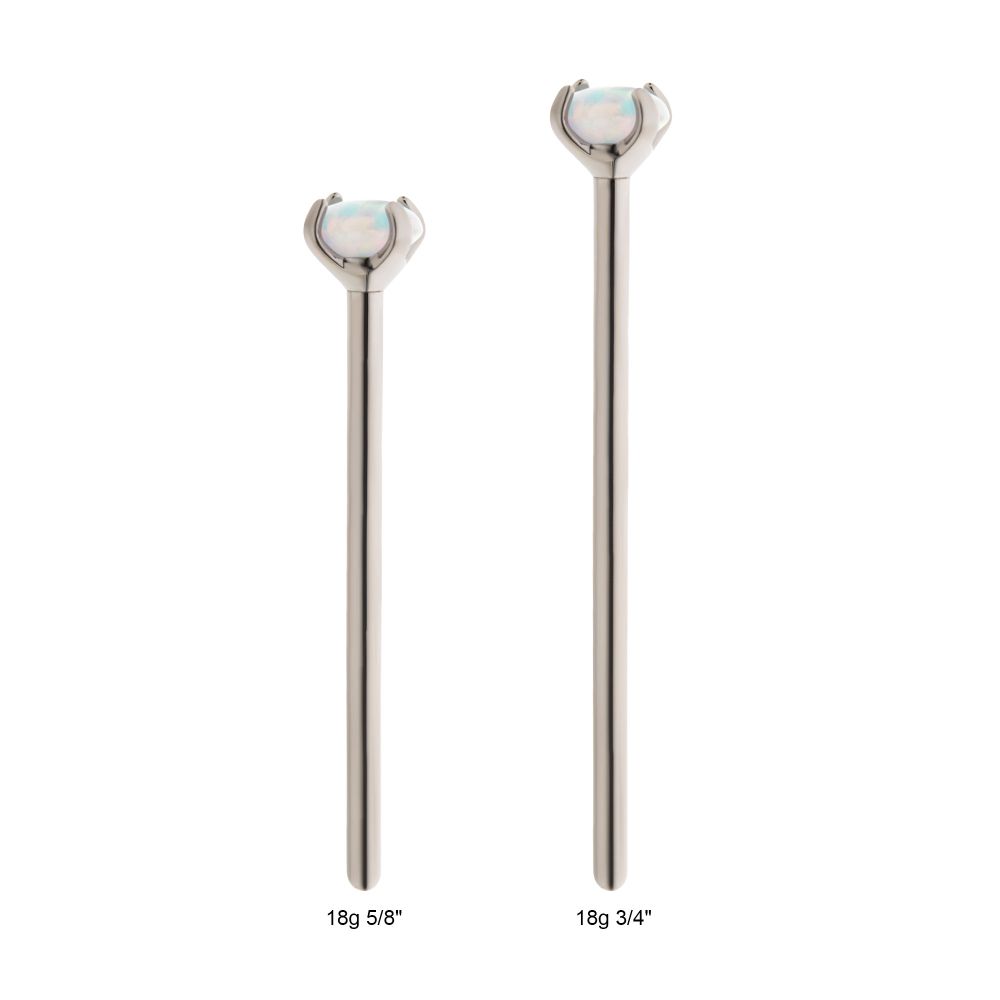 Titanium Nose Pin with 4-Prong Set Opal Top