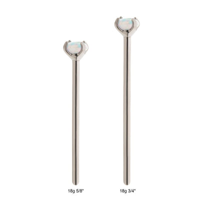 Titanium Nose Pin with 4-Prong Set Opal Top