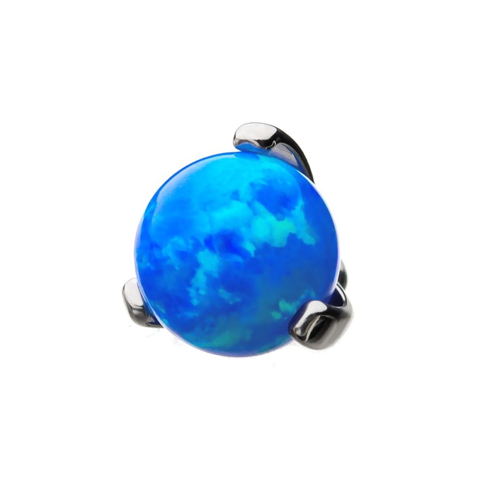 Titanium Internally Threaded 3-Prong Set Synthetic Opal Top