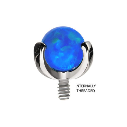 Titanium Internally Threaded 3-Prong Set Synthetic Opal Top