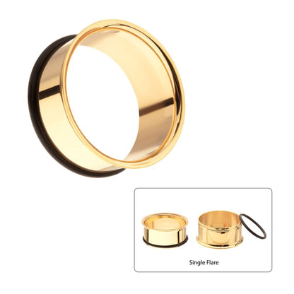 24Kt Gold PVD Titanium Single Flare Basic Tunnel | Sold by piece