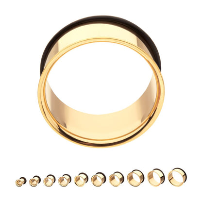 24Kt Gold PVD Titanium Single Flare Basic Tunnel | Sold by piece