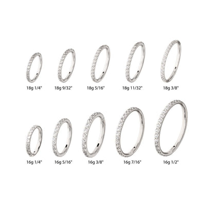 Platinum PVD Titanium 1mm CNC Set Full Clear CZ Eternity Gem Side Facing Hinged Segment Clicker