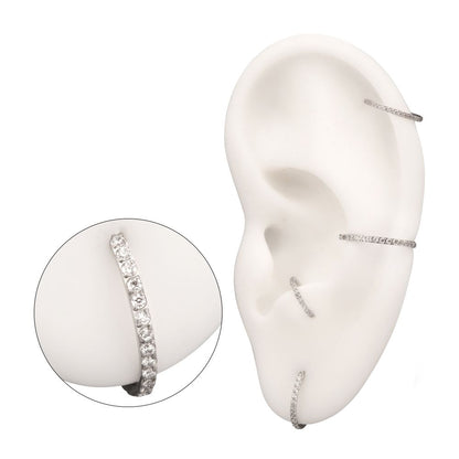 Platinum PVD Titanium 1mm CNC Set Full Clear CZ Eternity Gem Side Facing Hinged Segment Clicker