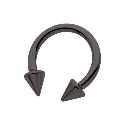 Black PVD Titanium Internally Threaded Spike Ends Circular Barbell