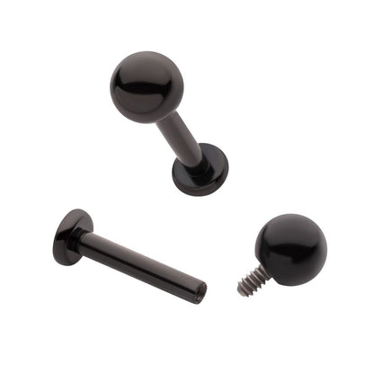 Black PVD Titanium Internally Threaded Labret with 3mm ball and 2.5mm base