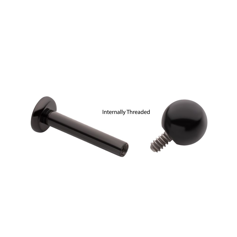 Black PVD Titanium Internally Threaded Labret with 3mm ball and 2.5mm base