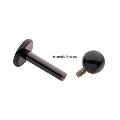 Black PVD Titanium Internally Threaded Labret with 3mm ball and 4mm base