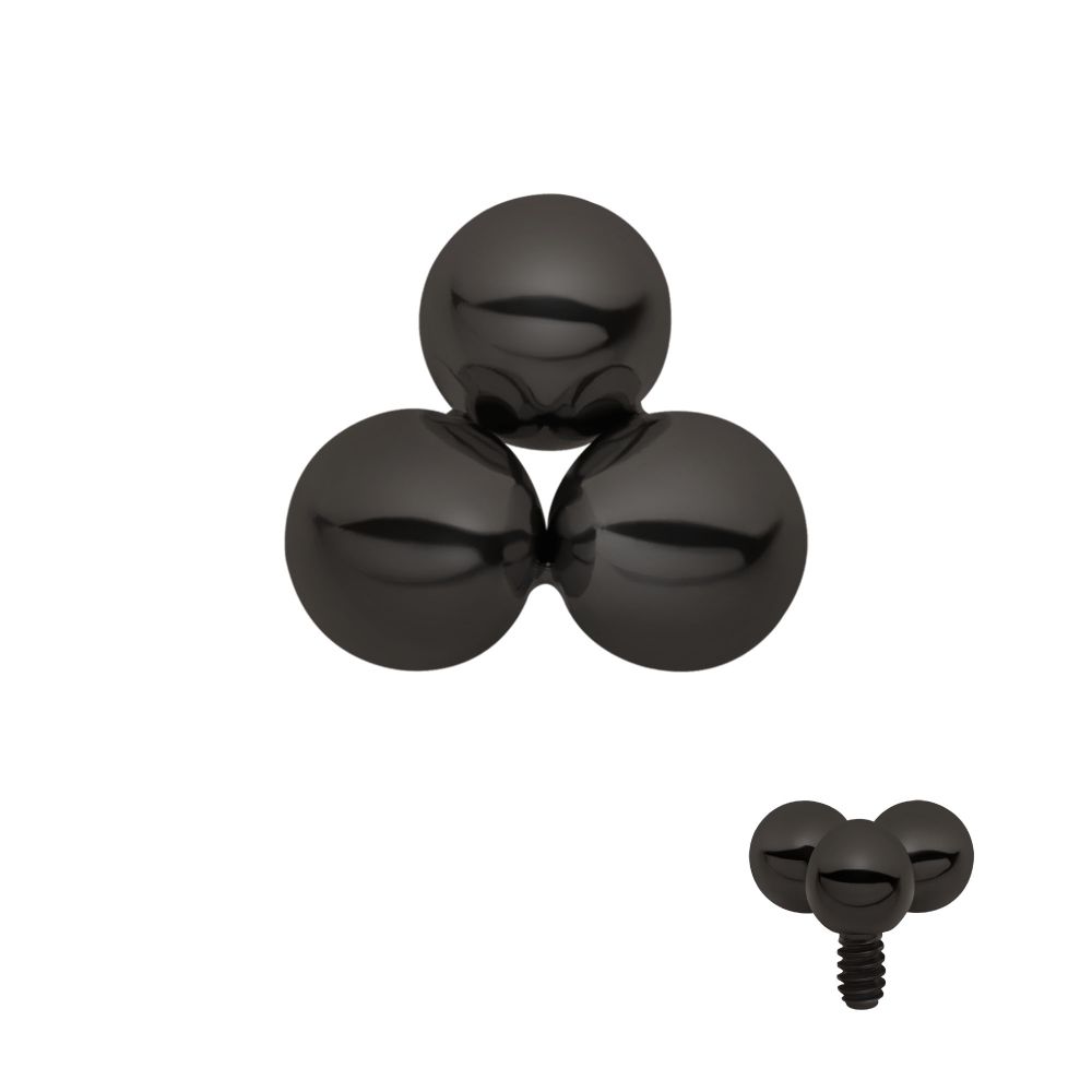 Black PVD Titanium Internally Threaded Trinity Ball Top