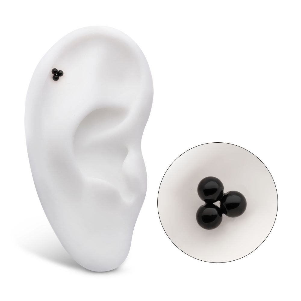 Black PVD Titanium Internally Threaded Trinity Ball Top